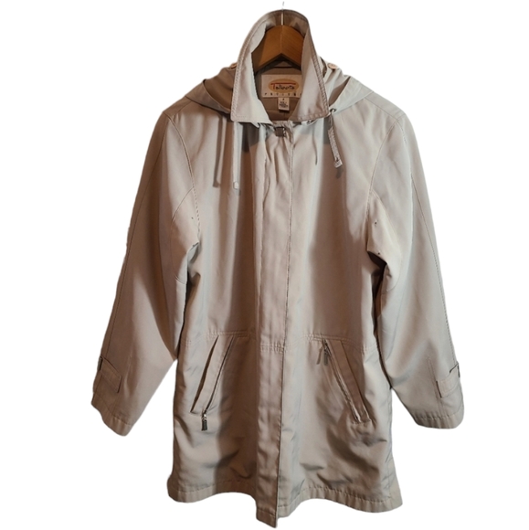 Talbots Petites Womens Minimalist Neutral Jacket With Hood - Picture 1 of 9